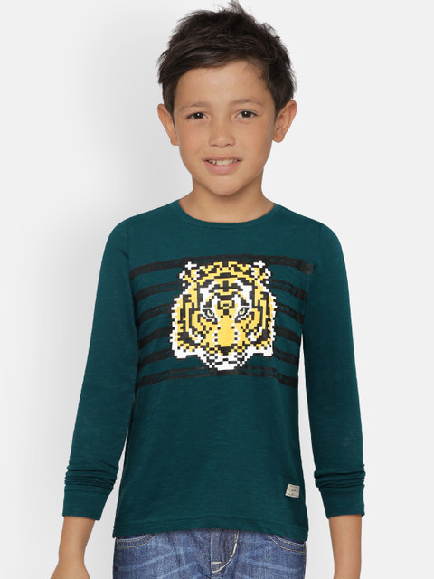 

Indian Terrain Boys Green Printed Round Neck T-shirt