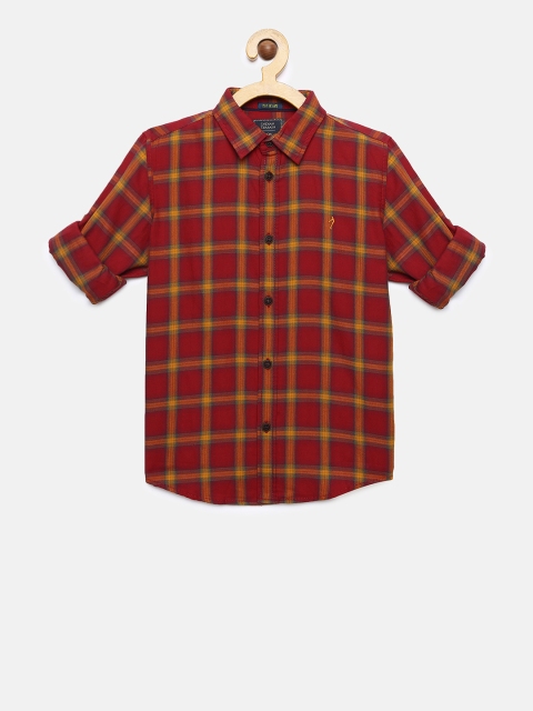 

Indian Terrain Boys Red & Mustard Regular Fit Checked Casual Shirt