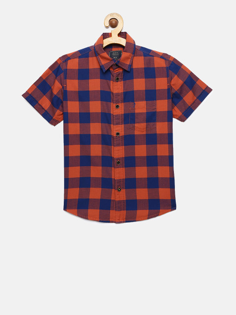 

Indian Terrain Boys Orange & Blue Regular Fit Checked Casual Shirt