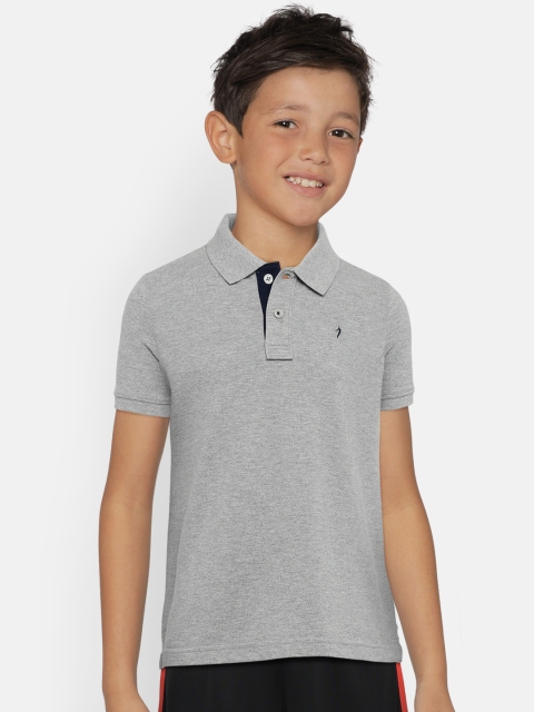 

Indian Terrain Boys Grey Solid Polo Collar T-shirt