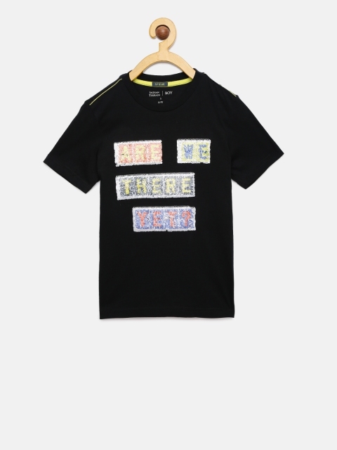 

Indian Terrain Boys Black Embellished T-shirt