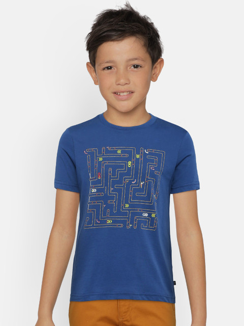 

Indian Terrain Boys Navy Blue Printed Round Neck T-shirt