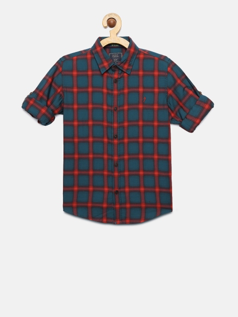 

Indian Terrain Boys Green & Red Regular Fit Checked Casual Shirt