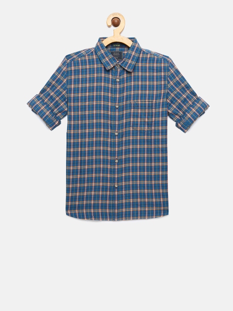 

Indian Terrain Boys Blue & Yellow Regular Fit Checked Casual Shirt