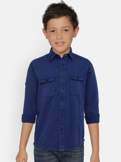 

Indian Terrain Boys Navy Blue Solid Casual Shirt