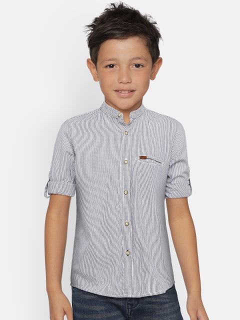 

Indian Terrain Boys Blue & White Regular Fit Striped Casual Shirt