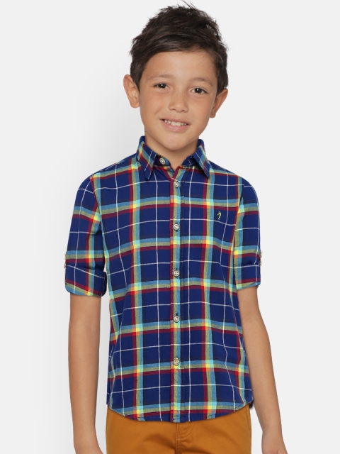 

Indian Terrain Boys Blue & Yellow Regular Fit Checked Casual Shirt