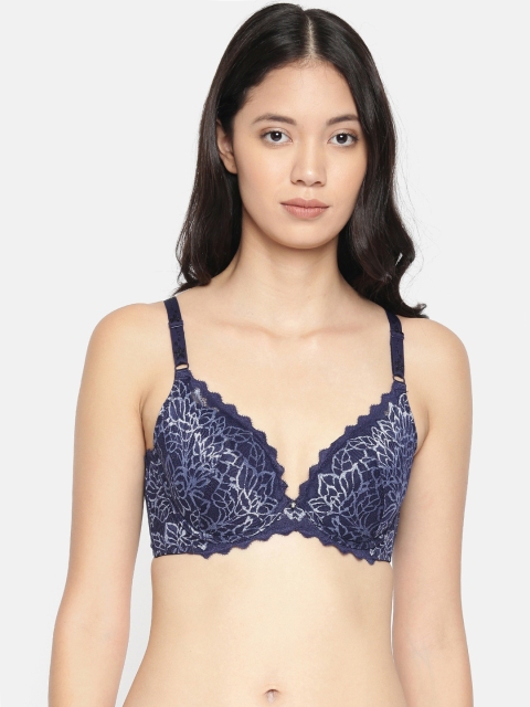

Wacoal Navy Blue Self Design Underwired Lightly Padded Everyday Bra IB4002-BU-F80