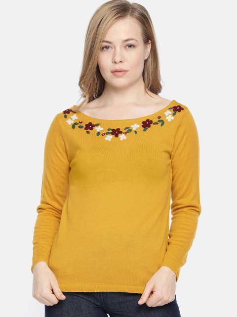 

Chemistry Edition Women Mustard Yellow Solid Sweater