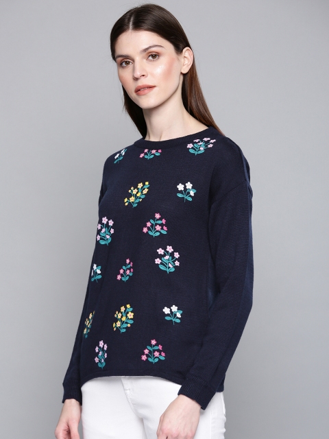 

Chemistry Edition Women Navy Blue Printed Sweater