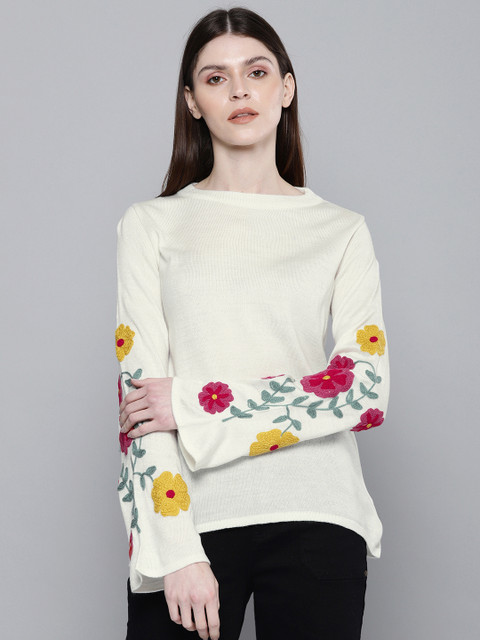 

Chemistry Edition Women Off-White Solid Sweater