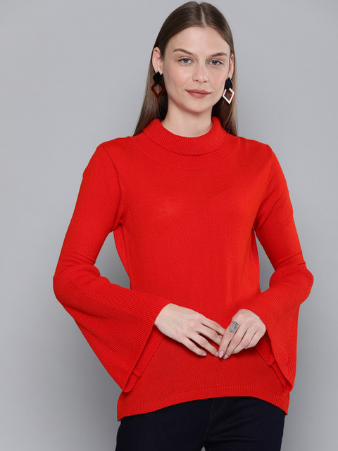 

Chemistry Edition Women Rust Orange Solid Pullover Sweater