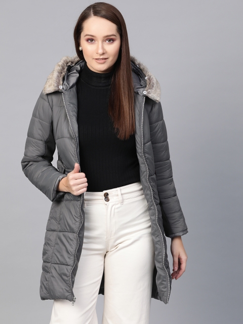 

Chemistry Edition Women Grey Solid Puffer Jacket