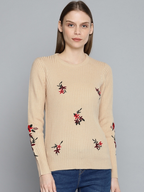 

Chemistry Edition Women Beige Embroidered Pullover Sweater