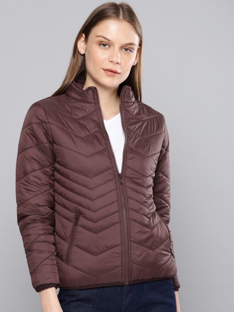 

Chemistry Edition Women Burgundy Solid Lightweight Puffer Jacket