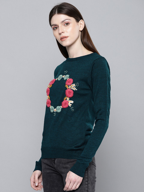 

Chemistry Edition Women Green Self Design Sweater