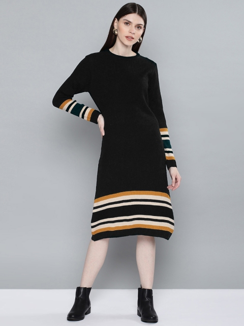 

Chemistry Edition Women Solid Black A-Line Sweater Dress