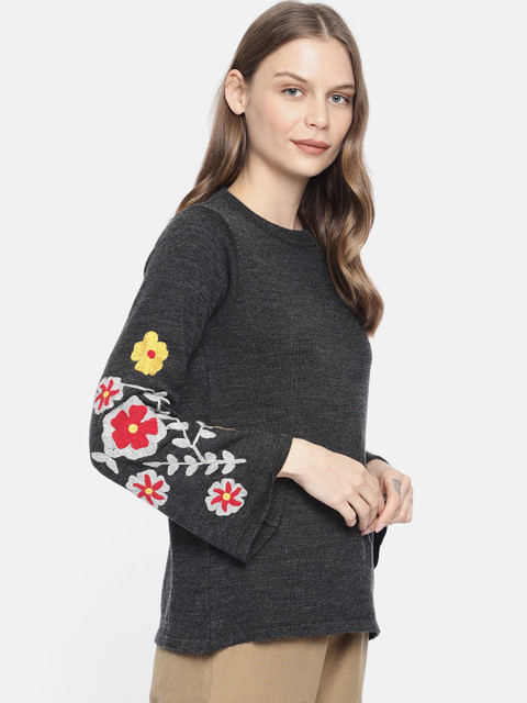 

Chemistry Edition Women Charcoal Grey Solid Sweater