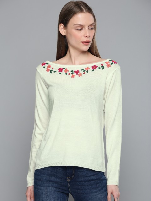 

Chemistry Edition Women Off-White Solid Sweater