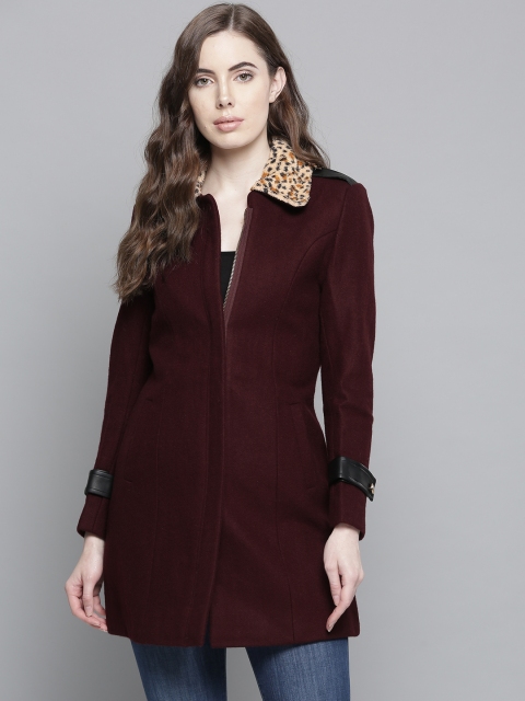 

Chemistry Edition Women Burgundy Solid Overcoat
