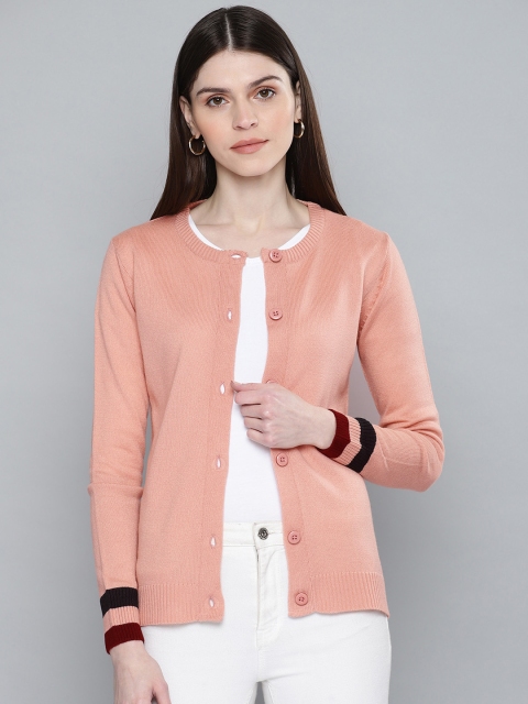

Chemistry Edition Women Peach-Coloured Solid Cardigan Sweater