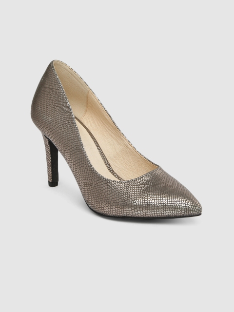 

Vero Moda Women Gunmetal-Toned Snakeskin Textured Pumps, Metallic