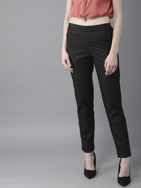 

Moda Rapido Women Black Tapered Fit Solid Formal Trousers