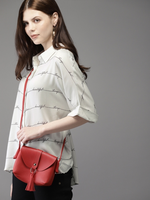 

Moda Rapido Women Off-White Regular Fit Printed Casual Shirt