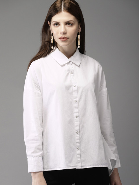 

Moda Rapido Women White Regular Fit Solid Casual Shirt