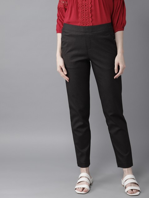 

Moda Rapido Women Black Regular Fit Solid Formal Trousers