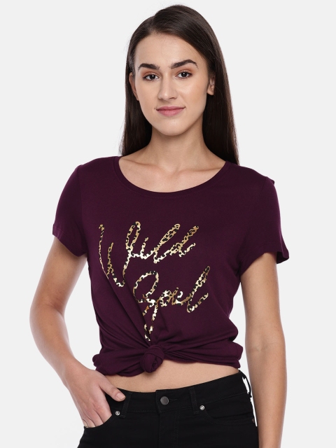 

Vero Moda Women Maroon Printed Round Neck T-shirt