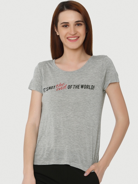 

Vero Moda Women Grey Printed Round Neck T-shirt