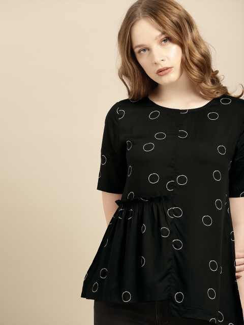 

ether Women Black & White Printed Top