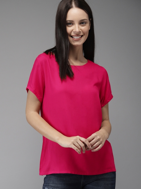 

HERE&NOW Women Magenta Solid Top