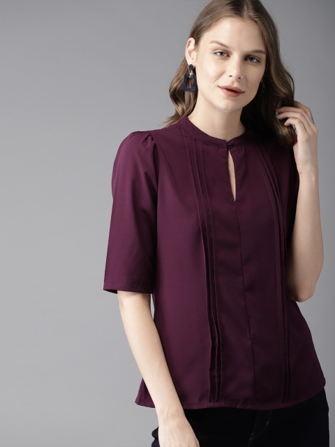 

HERE&NOW Women Burgundy Solid Top