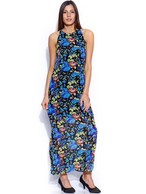 

Tokyo Talkies Black & Blue Printed Maxi Dress
