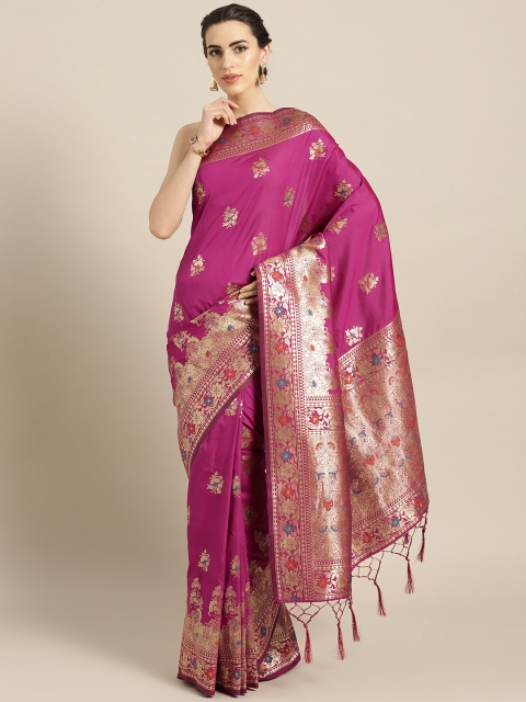 

Chhabra 555 Magenta & Golden Woven Design Banarasi Saree