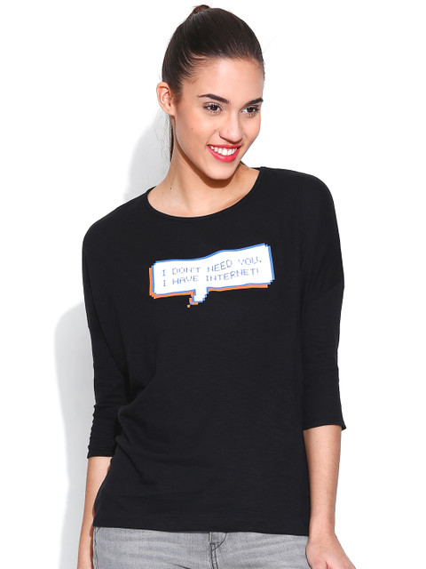 

Tokyo Talkies Black Printed Top
