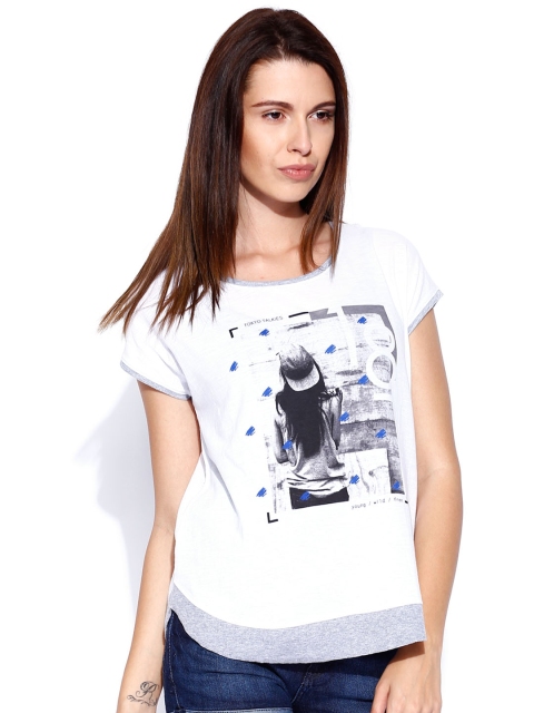 

Tokyo Talkies White Printed Pure Cotton Top