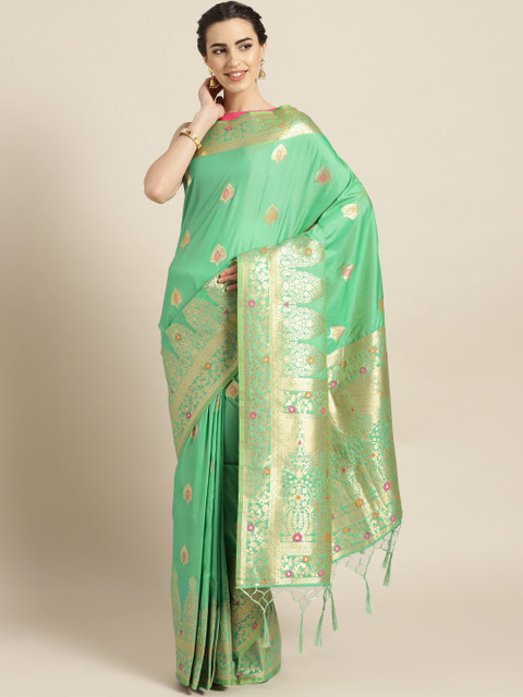 

Chhabra 555 Green & Golden Woven Design Banarasi Saree