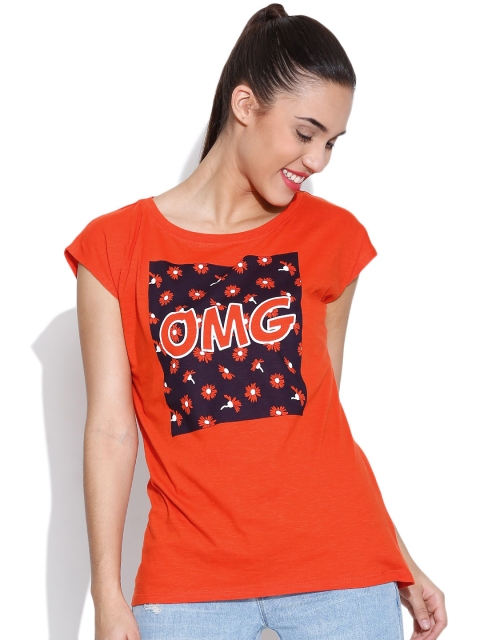 

Tokyo Talkies Orange Printed Pure Cotton Top