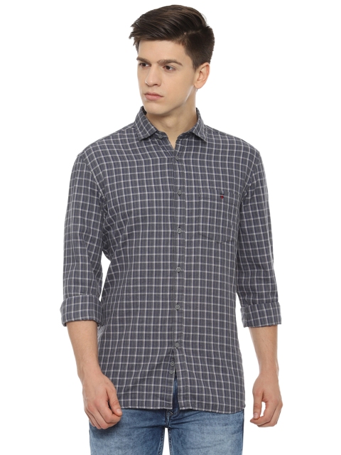 

Louis Philippe Jeans Men Grey Slim Fit Checked Casual Shirt