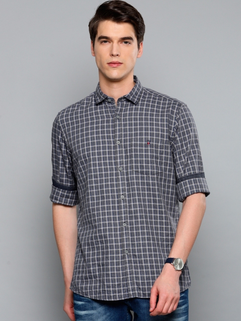 

Louis Philippe Jeans Men Grey & Blue Slim Fit Checked Casual Shirt
