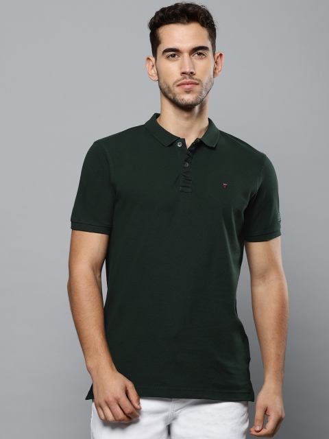 

Louis Philippe Jeans Men Green Solid Polo Collar T-shirt