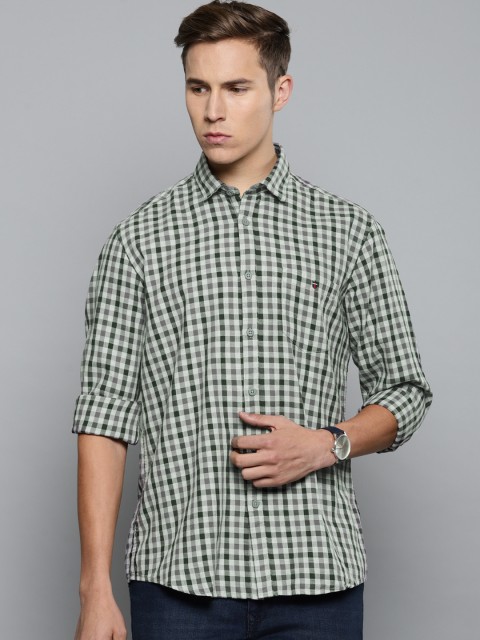 

Louis Philippe Jeans Men Grey & Green Slim Fit Checked Casual Shirt