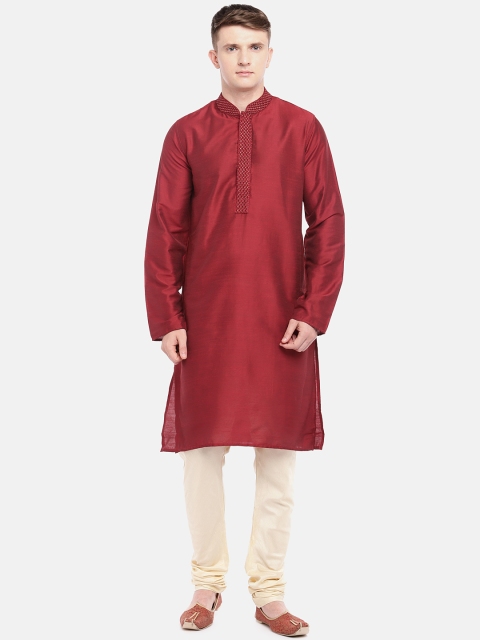 

Ethnicity Men Maroon Solid Straight Kurta