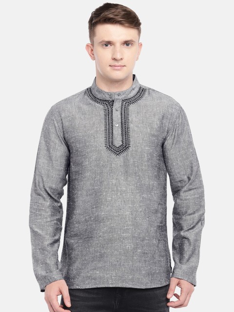 

Ethnicity Men Grey Solid Straight Kurta