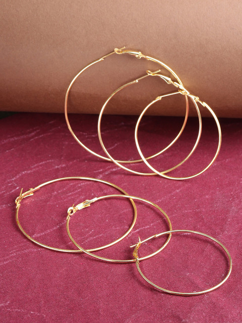 

PRITA Set of 3 Gold-Plated Handcrafted Circular Hoop Earrings