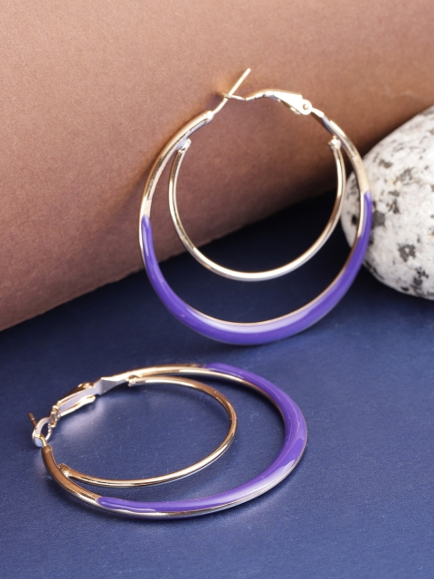 

PRITA Purple Gold-Plated Enamelled Circular Hoop Earrings