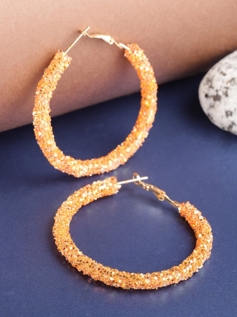 

PRITA Orange Gold Plated Handcrafted Circular Hoop Earrings